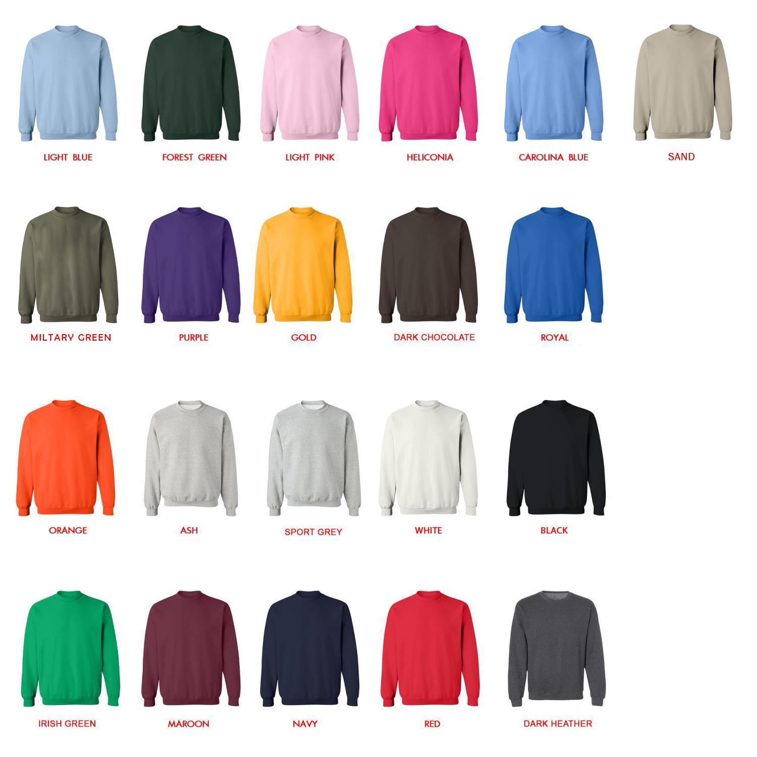 sweatshirt color chart - Sausage Dog Gifts UK