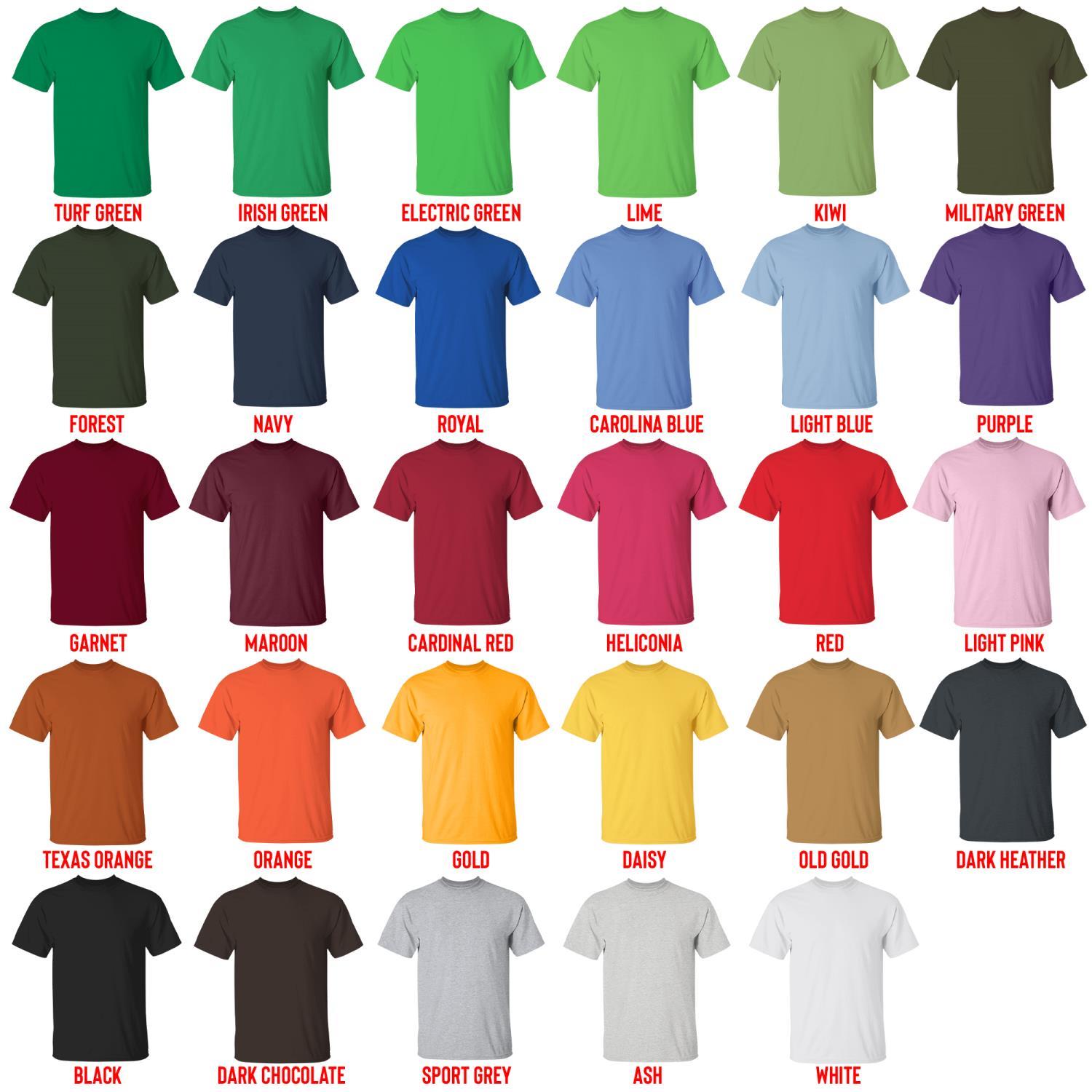 t shirt color chart - Sausage Dog Gifts UK