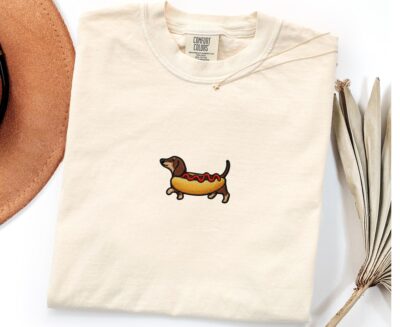 Dachshund Hot Dog Embroidered T-shirt