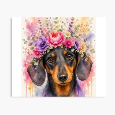 Floral Dachshund Design Poster