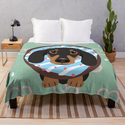 Dachshund Donut Design Throw Blanket