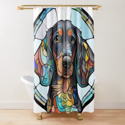Dachshund Stained Glass Shower Curtain