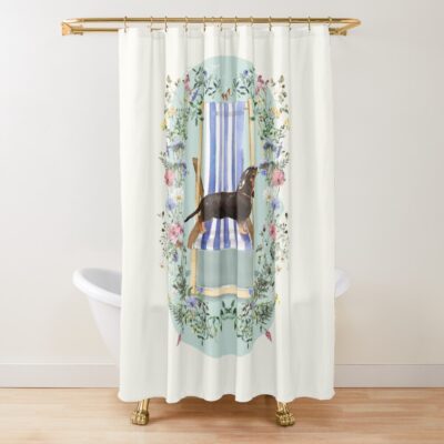 Dachshund Wildflower Design Shower Curtain