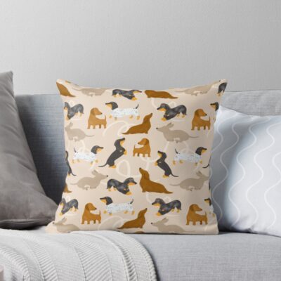 Sausage Dog Minimalist Design Throw Pillow